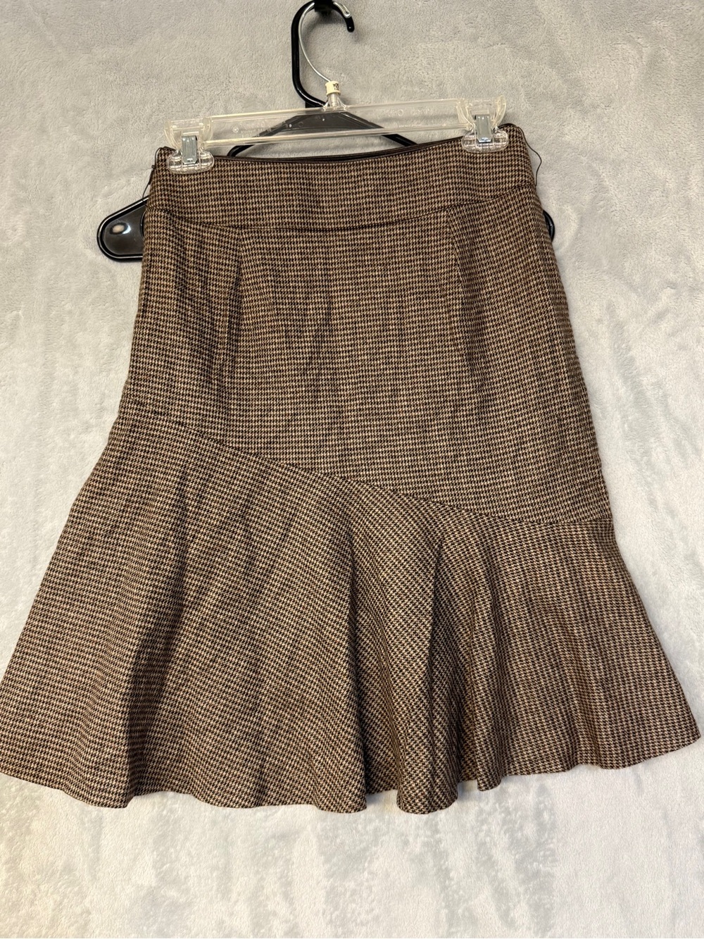 Burberry Skirt Size XS/S Brown Tan Houndstooth A-Line Flared Skirt